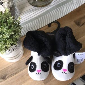 Girls panda slippers cuddle duds black 11-12 NWT